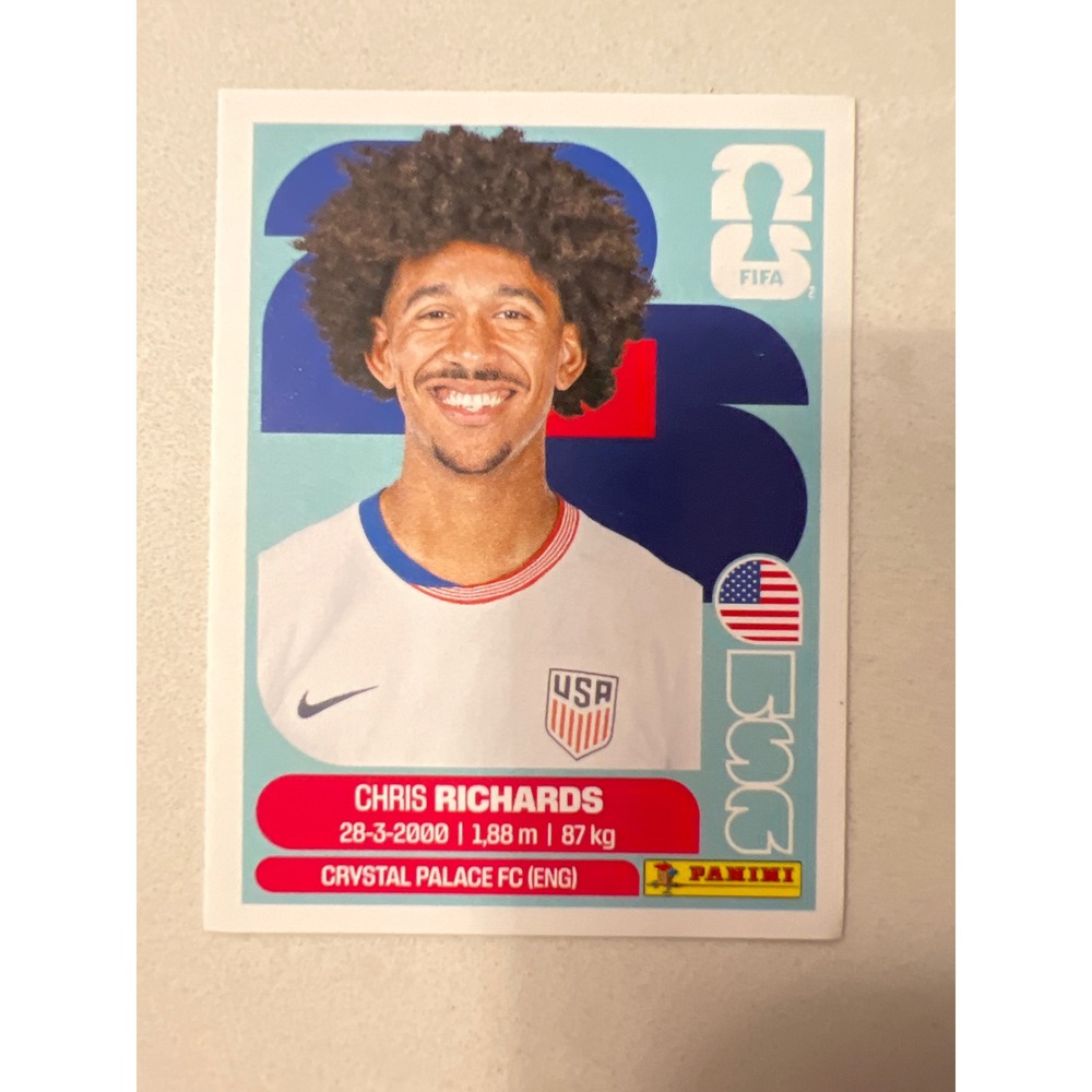 Panini FIFA World Cup 2026 Chris Richards USA 3 Sticker Crystal Palace USMNT